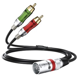 GearIT XLR Male to 2 RCA Male Y-Splitter Cable (3.3ft) Dual 2 RCA to 1 XLR Male to Male - Unblance Plug for Home Theater Mixers Amplifiers Hi-Fi Systems Microphone, 3.3 Feet