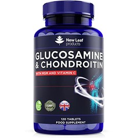 Glucosamine and Chondroitin High Strength - Enriched with MSM and Vitamin C - Glucosamine Sulphate Chondroitin Sulphate, 120 Food Supplement Tablets - Contributes to The Normal Function of Bones