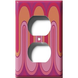 SnazzySwitch Red Retro Waves Decorative Outlet Cover - Single Duplex Receptacle Wall Plate