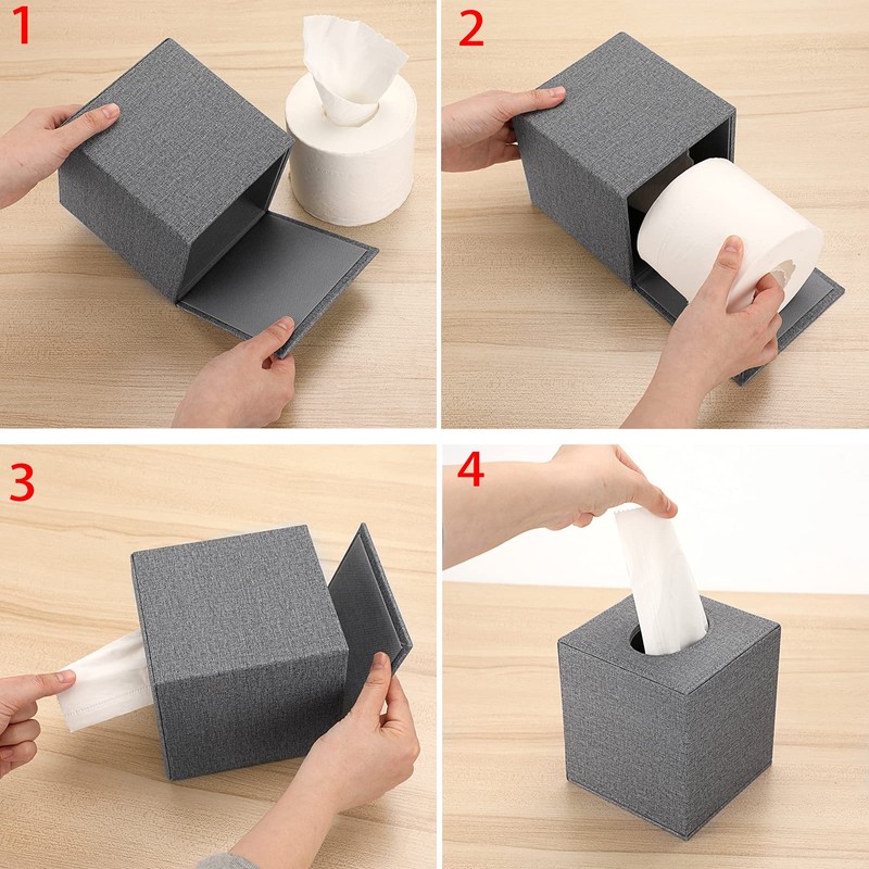 BTSKY Linen Household Office Cube Tissue Paper Holder Square Tissue