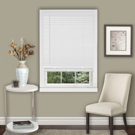 Cordless Light Filtering Mini Blind - 39 Inch Width, 64 Inch Length, 1" Slat Size - Pearl White - Cordless GII Morningstar Horizontal Windows Blinds for Interior by Achim Home Decor