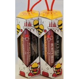 Burt's Bees 2x Burt's Bees Mistletoe Kiss Red Vanilla Bean Lip Balm 3pc Gift Set Tinted
