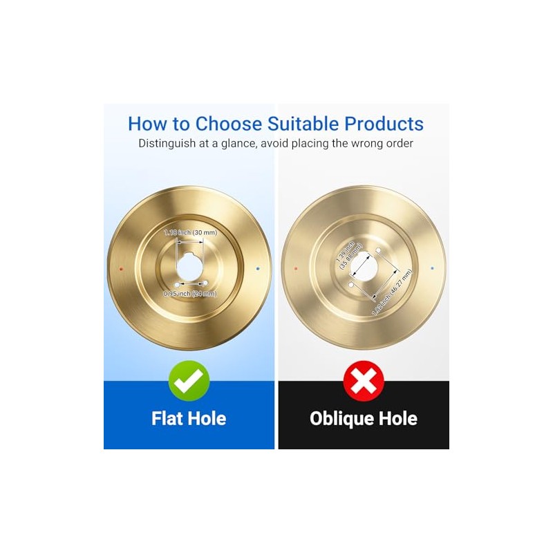 Shower Handle Cover Plate, Brushed Gold,for One-Handle Tub and Shower