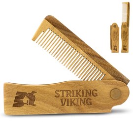 Striking Viking – Peine de madera plegable ideal para cabello y barba, peine de madera antiestática para hombres