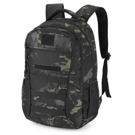 Explokit 15L 25L Tactical Backpack Small Military Molle Rucksack School Daypack for Camping Hiking Cycling Trekking (#15L-Camo Black)