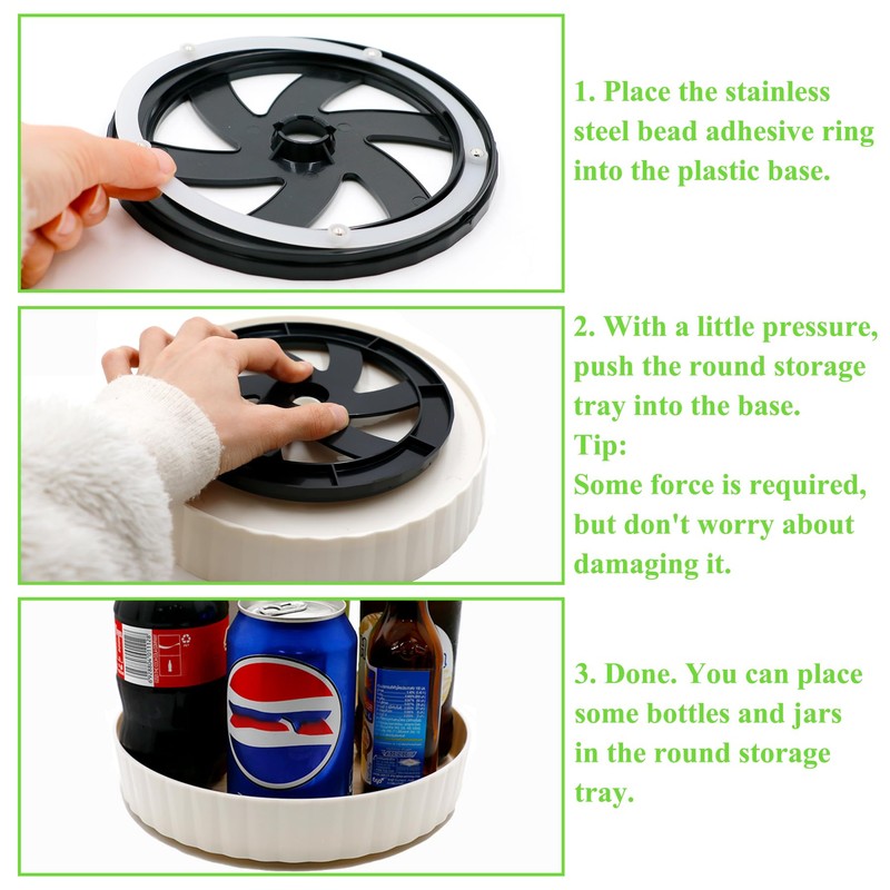 Turntable Organiser, 21 cm Diameter Fridge Rotating Plate, 360° Rotating