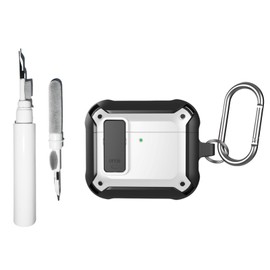 [3 in 1] TSVSXS Lock Case Compatible with AirPods 4 with Active Noise Cancellation with Keychain, Military Rugged Armor Shockproof Protective Cover with Cleaning Kit for Man