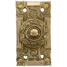 Electric Victorian Replica Push Button Doorbell (Brass)