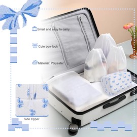 Bow Makeup Bag 6.9x4x3.9" Cotton Soft Portable Quilted Makeup Bag Floral Makeup Bag with Zipper, Floral Cosmetic Bag Coquette Makeup Bag for Travel Storage Organized