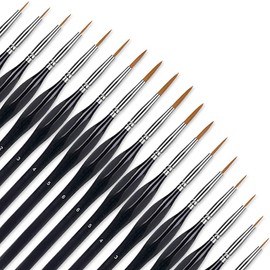Detail Brush Premium 18 Pieces, Fine Brush Painting by Numbers (000 to 8), Miniature Brush, Drawing Brush Set for Detail Painting, Face Painting, Nail Art, Watercolour and Oil Painting (Black 2 Sets)