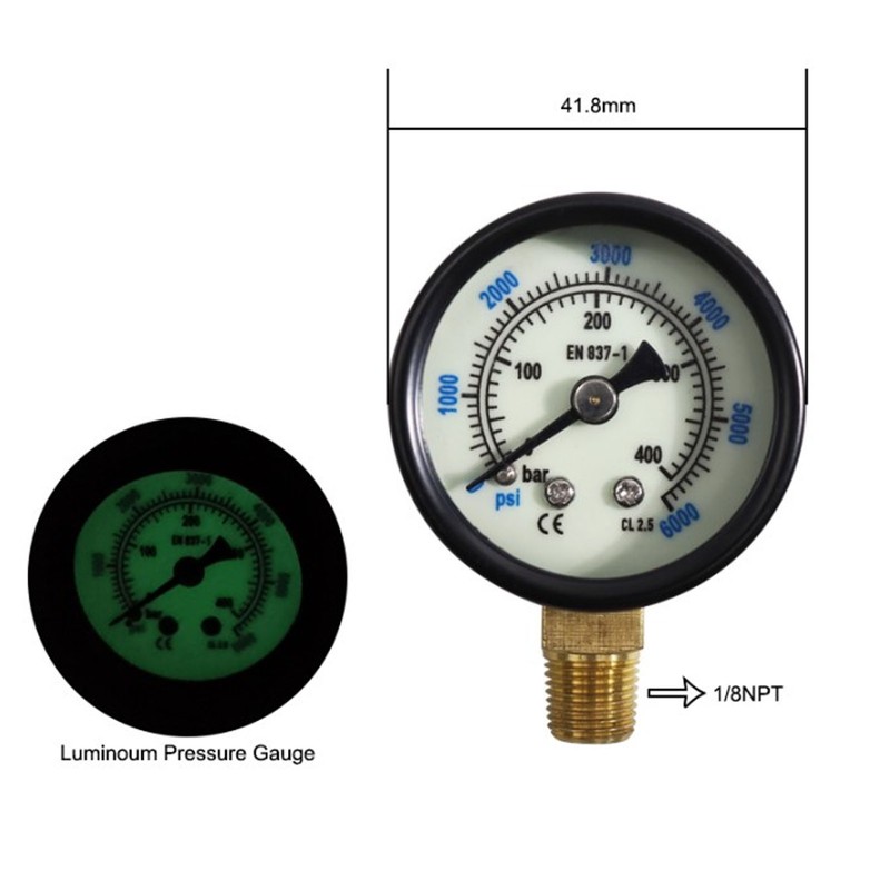 6000psi Dual Scale Pressure Gauge 1/8 Npt Connection Pressure Gauge