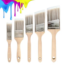 5-Piece Paint Brush Set,Paint Brush Set Decorating,Pro Angled Paint Brush, Paint Edger & Paintbrushes for Decorating, Quality Synthetic Bristle Brushes for Precision & Control