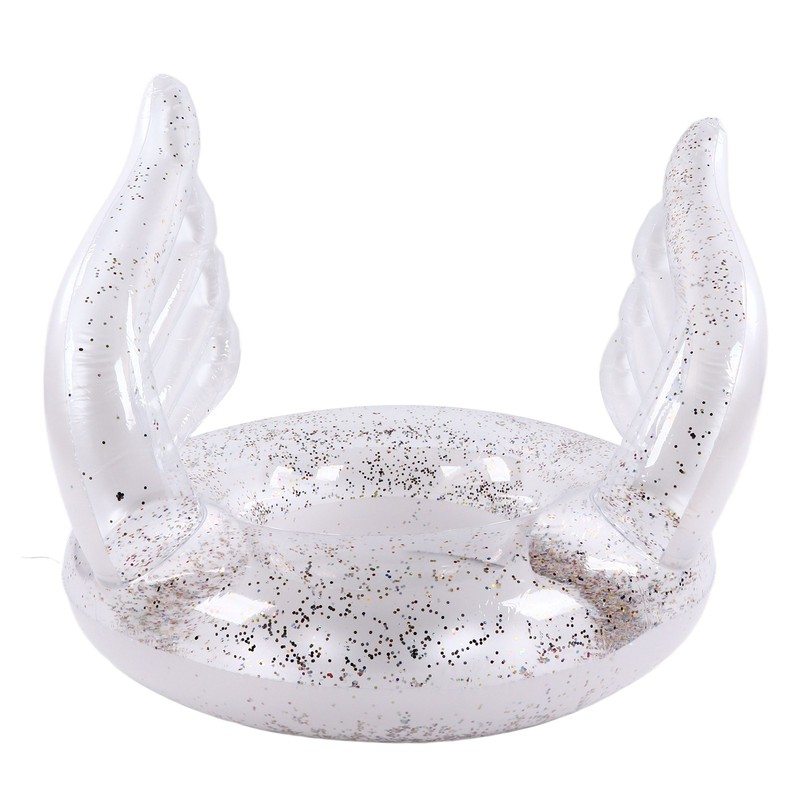 Inflatable Swimming Ring Sequin Swim Angel Wing Shiny Floating Tube