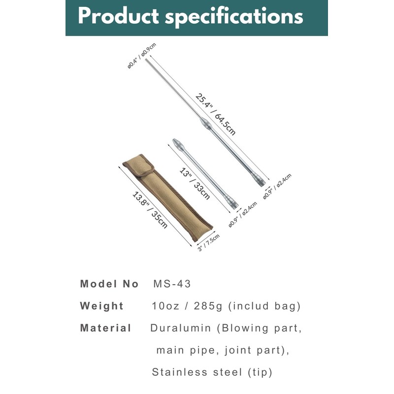 CAMPINGMOON Fire Blowing Stick Split Type Compact Fire Starter MS-43