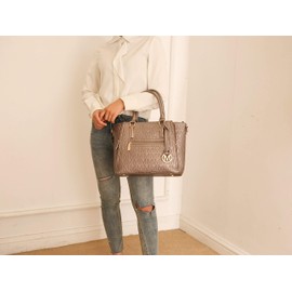 MKF Crossbody Shoulder Bag for Women – PU Leather Top Handle Pocketbook – Roomy Tote Satchel Handbag Purse M Charm