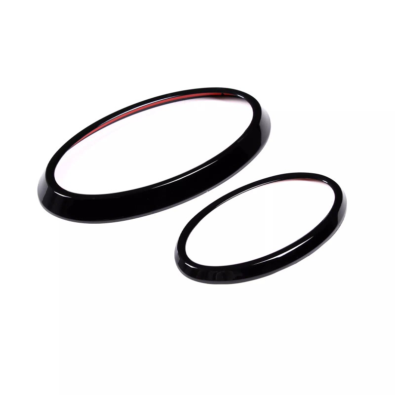 car-attention Gloss Black Front Rear Emblem Badge Logo Trim 2PCS