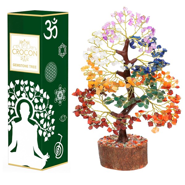 7 Chakra Crystal Tree of Life - Handmade Feng Shui Bonsai, Attract Good Luck - Gemstone Tree, Home Decoration Crystals - Seven Chakra Tree for Positive Energy, Meditation Accessories, Money Tree Gift