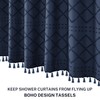 Siiluminisoy Extra Long Boho Farmhouse Shower Curtain Woven Fabric Navy