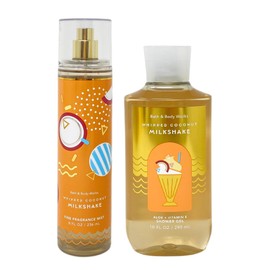 Generic Bath and Body Work WHIPPED COCONUT MILKSHAKE 2 Piece Bundle - Fragrance Mist and Shower Gel - Full Size