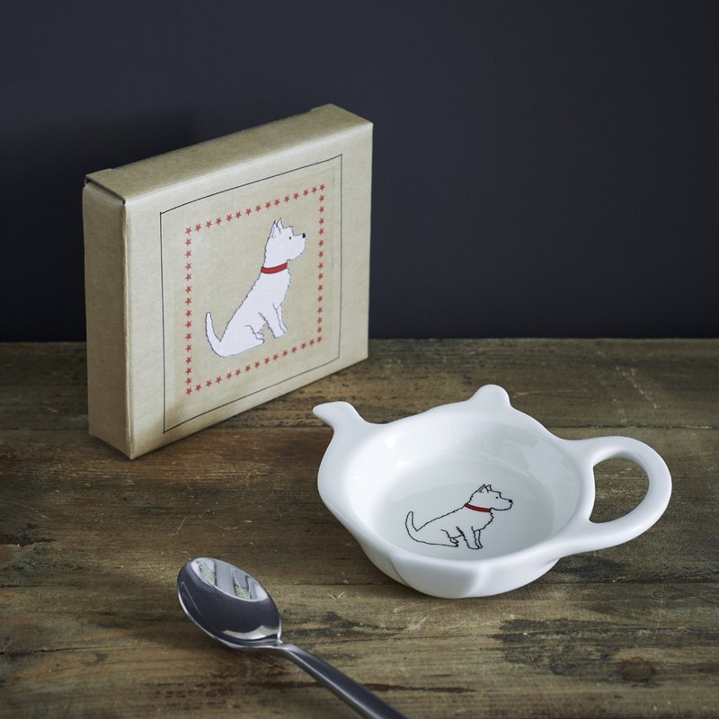 Sweet William Teabag Dish, Teapot Shape, Westie