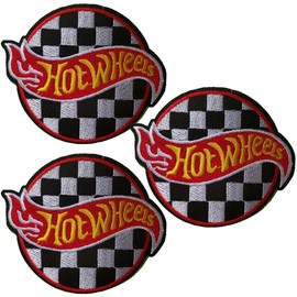 Yerchic Hot Embroidery Wheels Patch Iron On Sew On Patches for Jacket Shirts Jeans Backpack Sewing Decorating DIY Craft 3IN(3 pcs)