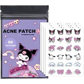 192 Parches para Acné y Espinillas con Diseños Encantadores – Eliminan Granos sin Dejar Marcas, Adhesivos Suaves y Discretos, Hidrocoloide No Irritante, Utilizables de Día y Noche para Todo Tipo de Piel (Kuromi 1)