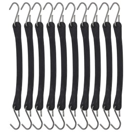 10Pcs Tie Down Cords,10in Bungee Cords, Black Rubber Heavy Duty Bungee Straps with S Hooks for Cargo Tarps Van Truck Trailer