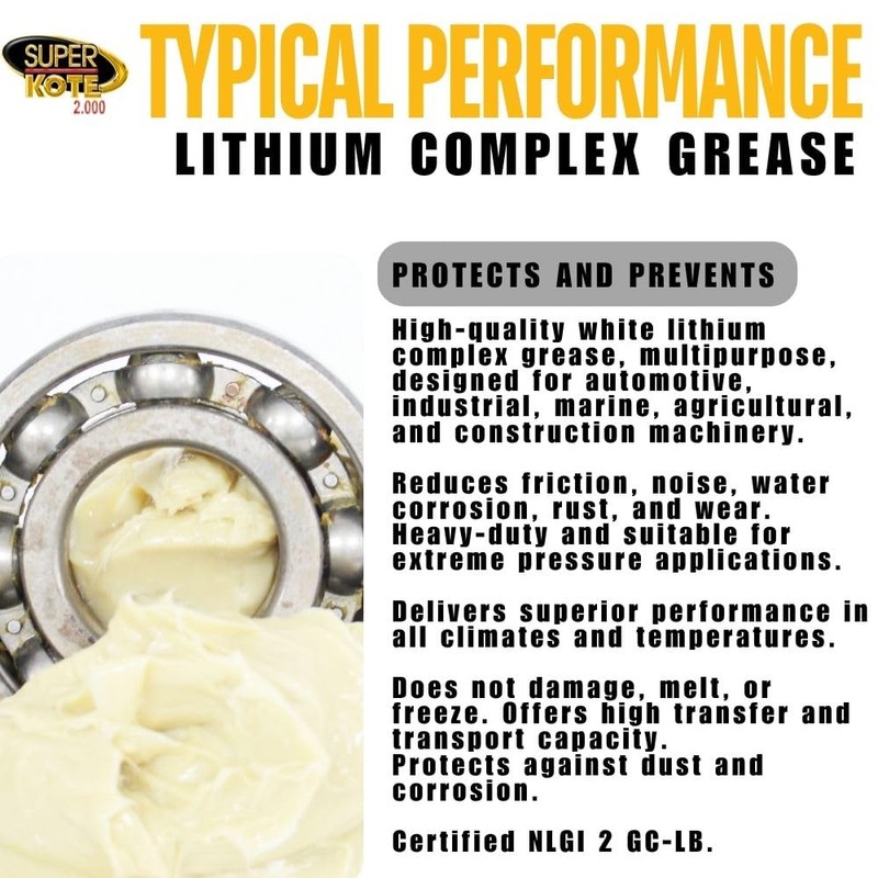 Lithium Complex Grease SUPERKOTE 2000 - White Lubricant Grease Superkote