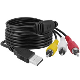 BENACES USB to 3RCA Converter, USB A Male to 3RCA Male Audio Video Adapter AV Composite Converter 3RCA Auxiliary Connector 5FT Cable Cord Suitable for TV Sets, Set-Top Boxes, Used for Audio Capture