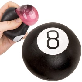 MIJOMA Entscheidungs-Squeezeball 8-Ball – Antistressball mit Orakel-Funktion, 6,3 cm, lustiger Stressball für Erwachsene & Kinder, Zufallsfarbe, witziges Mitbringsel & Büro-Gadget