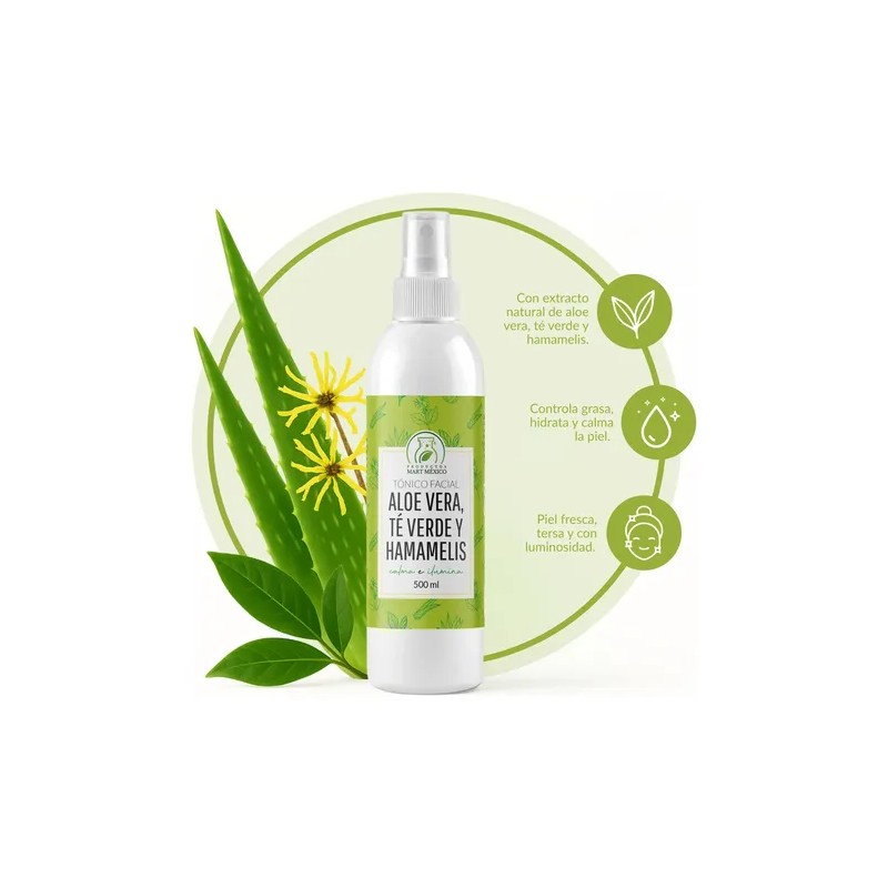 Tónico De Aloe Vera, Té Verde & Hamamelis (500ml)