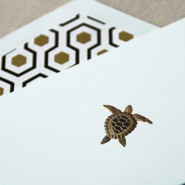 Crane & Co. Engraved Sea Turtle Note Cards- Pack of 10 Cards