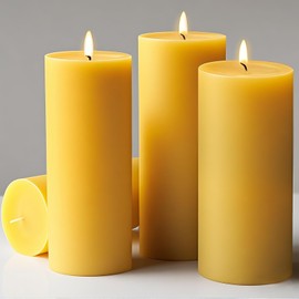 4 Pack Natural Beeswax Candles, 2.8x6inchs 380 Hours Long Burning Emergency Candle 100% Pure Beeswax Pillar Candle, Unscented Organic Bees Wax Candles for Home, Prayer, and Celebrations