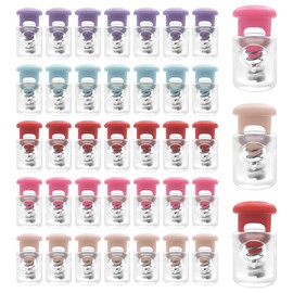 HAIKING Spring Cord Locks, 50 PCS Mixed Color Plastic Cord Toggle Stoppers for Pants, Paracord, Hoodies, Backpack (9 x 17mm/0.35 x 0.67in)