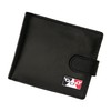 Genuine Black Leather Wallet with a Black Country Chain Flag