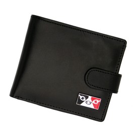 Genuine Black Leather Wallet with a Black Country Chain Flag Emblem