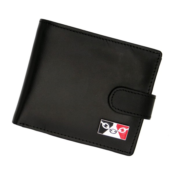 Genuine Black Leather Wallet with a Black Country Chain Flag