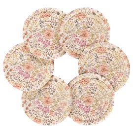 Fitrendlovey Woven Coasters for Drinks Absorbent Coaster Set with Holder for Wooden Table and Living Room Decor