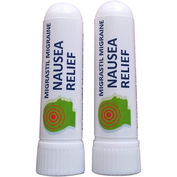 Migrastil Nausea Relief Inhaler (Pack of 2) - Pocket Size Nausea Relief Aromatherapy Inhaler with Natural Essential Oils - Fast Acting Gentle Relief for Feelings of Sickness & Nausea - 100% Natural