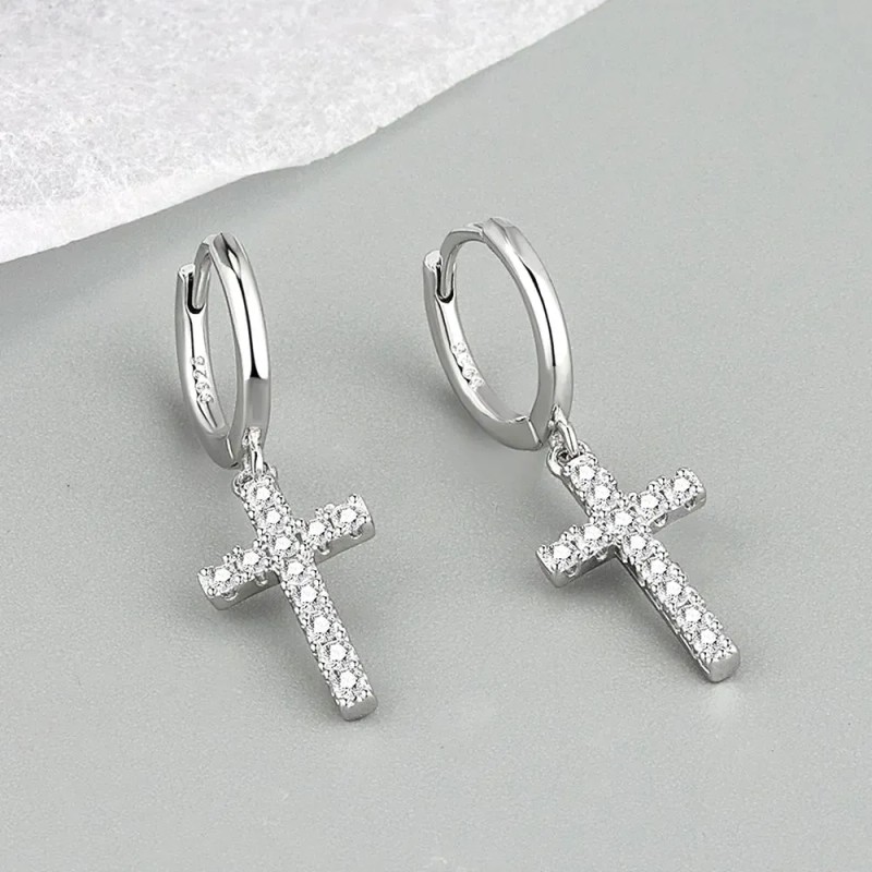 Lo Necesito - Aretes de Cruz con Circonia para Mujer