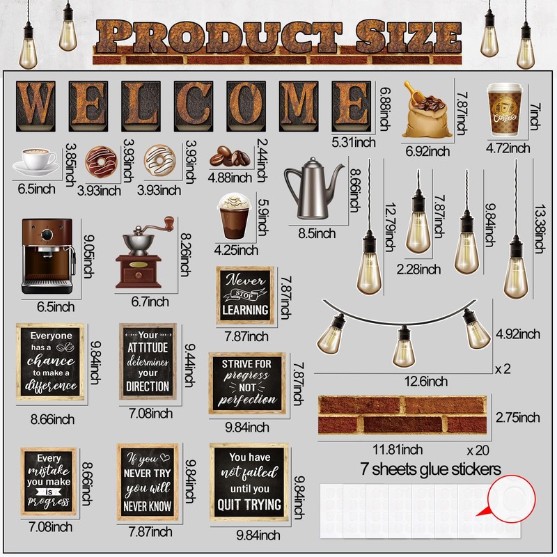 Qilery Coffee Motivational Bulletin Board Set Industrial Inspirational Welcome Classroom