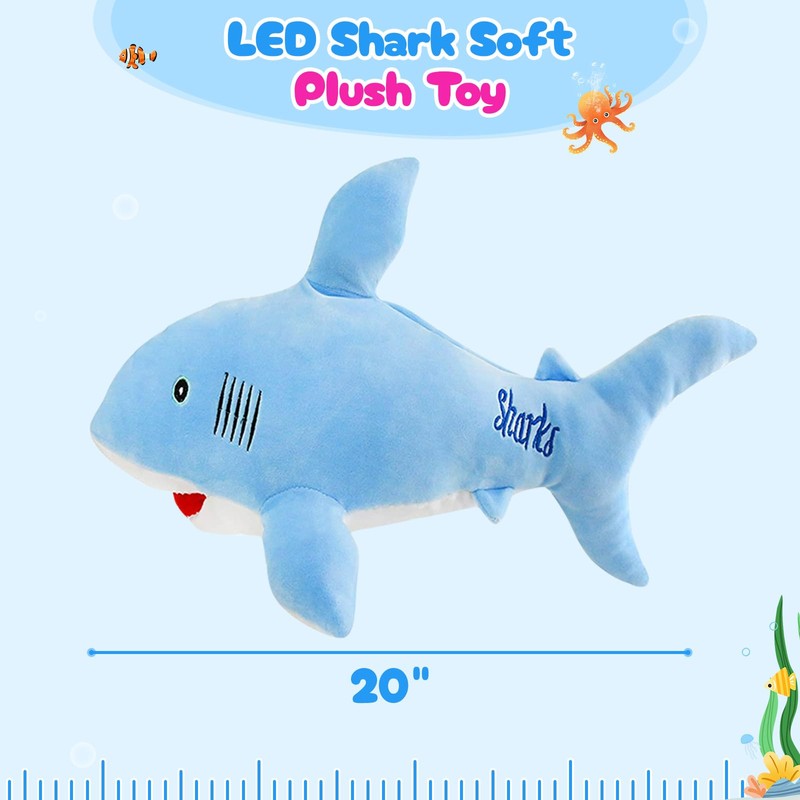 BSTAOFY 20'' LED Shark Soft Plush Toy Night Light Up