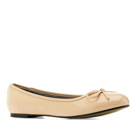 Andres Machado - Flat Ballerinas For Women And Girls With Flat Block Heel - Decorative Bow Detail - Ballet Flats - Tg104 - Large Selection Of Colours And Materials - Uk 7.5 To 11.5. (Tg104) - Beige lacquer, size: 42 EU