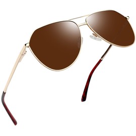 Joopin Brown Sunglasses for Men Women Polarized Aviation Mens Sunglasses Womens Shades UV Protection Classic Retro Sun Glasses - Gold Frame Brown Lens
