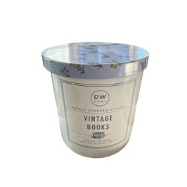 DWHome DW Home Vintage Books Hand Poured Single Wick Candle 8.6 Oz, Medium, White