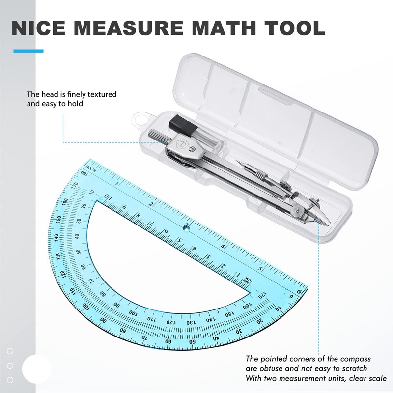Zonon Student Protractor and Compass Set, Student Geometry Math Set,