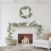 Famibay Artificial Eucalyptus Garland with Roses 1Pc 5.9Ft Greenery Garland