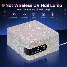 CHRISTINE SHELLY UV LED 96W Nail Lamp Professional Nail Dryer Sparkly Gel Polish Light with 4 Timer Setting Quick Dry Curing Lamp with Display Auto Sensor for Salon & Home White Diamond