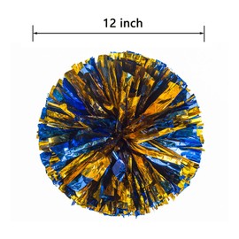 Pom Poms Cheerleading with a White Handle for Sports Party Dance Team Accessories Cheering Squad Spirit (2 Pack Blue Gold).