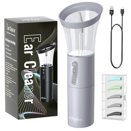 Morfone Electric Ear Wax Remover – One-Hand Operation, 270° Spray Rinse, 4 Modes, IPX6 Waterproof, 5 Nozzles, Safe Ear Cleaner for Adults & Children - Color: gray